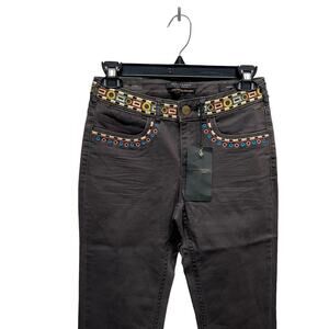 Scotch & Soda Grommet Embroidered Waist Belt Pants‎ Black